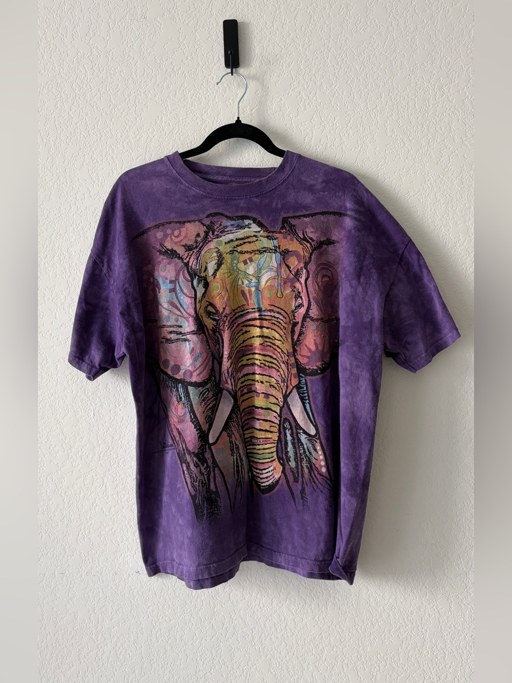 The Mountain Dean Russo Elephant Tie Dye Tee Purple Rescued Hearts Animal L